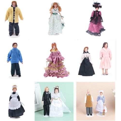 1PC 1:12 Miniature Mini Victorian Doll Model Green Lady Dollhouse Decoration