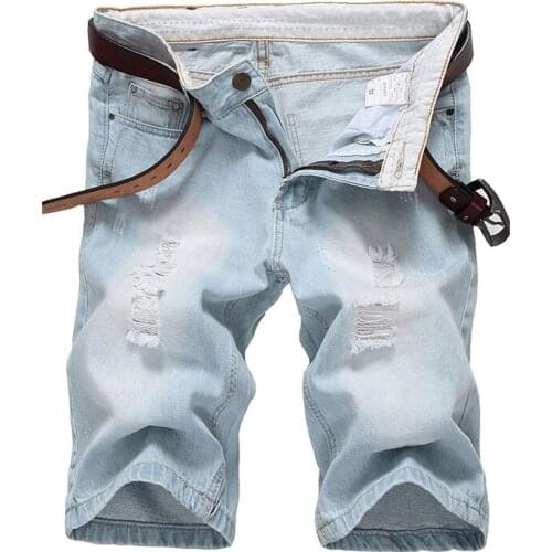 2019 New Fashion Mens Denim Shorts Mens Hole Five pants Slim Hole Straight Denim pants More Size 28-36 38 40