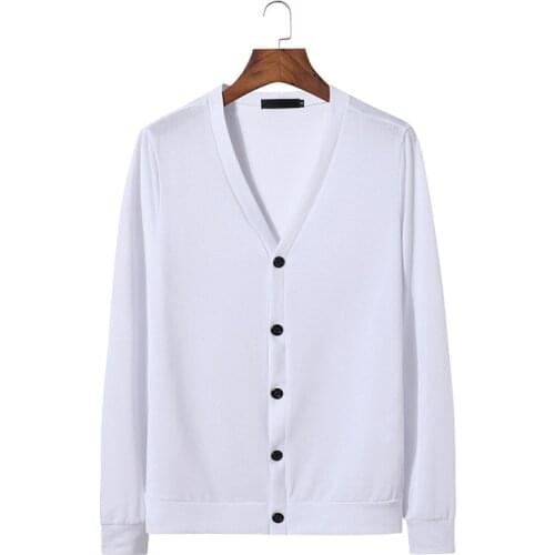 Mens Casual Slim Fit Cardigans V-Neck Basic Designed Long Sleeve Button Down Knitted Sweater Men Solid Color Cardigan Men Sueter