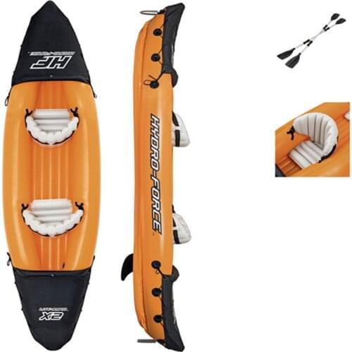 Inflatable Kayak Fishing Boat Portable Water Sport With Paddle Air Pump And Bag For 2Persons Size 321*88 CM Orange