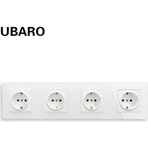 UBARO 344*86 French Standard Tempered Crystal Glass Enchufe USB 5V 2100mA Wall Socket Prise Outlet AC110-250V 16A Sockets