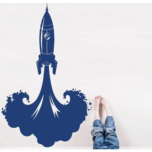 Rocket Ship wall Decals Spaceship Space Decor Wall Sticker for Boys Bedroom Playroom Kids Room Decoration Vinyl Art Mural X159