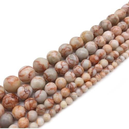 Natural Stones Beads Red Network Stone Round Loose Beads 4 6 8 10 12 MM For DIY Charm Jewelry Making Bracelet Necklace Handmade