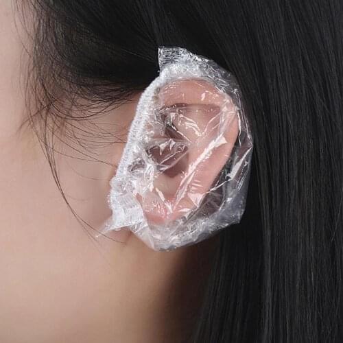 100Pcs Disposable Waterproof Bathing Shower Ear Cap Protective Cover One-off Earmuffs for Beauty Salon Hair Hairdressing Dyeing