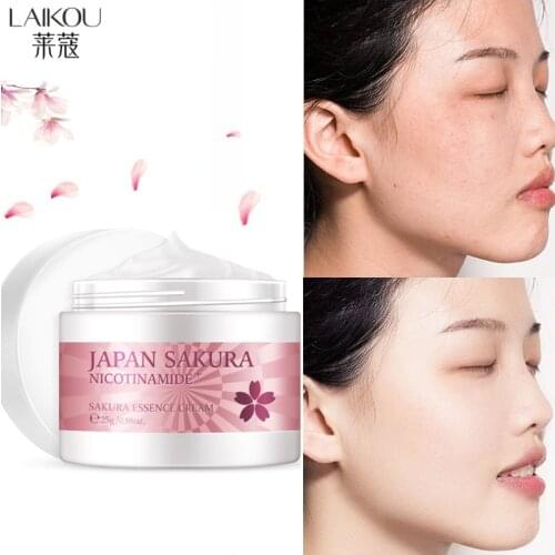 LAIKOU Japan Sakura Whitening Cream Nicotinamide Brighten Shrink Pores Improve Fine Lines Anti Wrinkle Moisturizer Skin Care