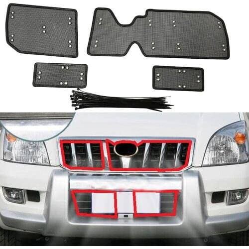 For Toyota Land Cruiser Prado 120 J12 2003 2004 2005 2006 2007 2008 2009Front Head Grille Stainless Steel Insect Net Accessories