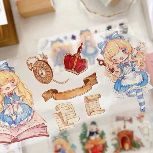 Fairy Lovely Little Girl Clear PET Tape for Card Making Bullet Journal DIY Scrapbooking Label Sticker