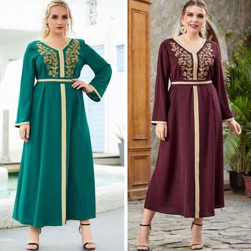Ramadan Eid Abaya Women Embroidery Long Dress Dubai Kaftan Moroccan Gown Islamic Clothing Evening Party Gown Arabic Robe Caftan