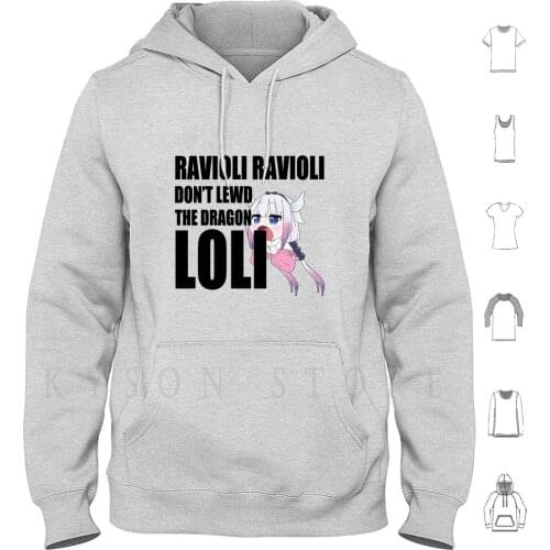 Ravioli Ravioli Hoodie long sleeve Cotton Kanna Kanna Kamui Dragon Maid Dragon Loli Kawaii Pink Meme Ravioli