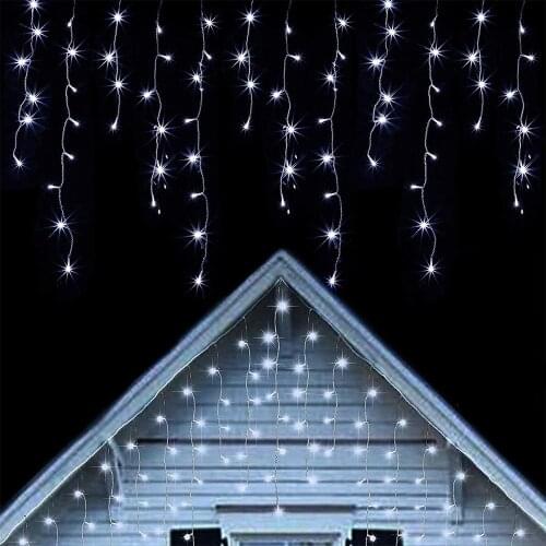 3M Christmas LED Curtain Icicle Garland String Light droop 0.4-0.6m Party Garden Stage Outdoor Waterproof Decorative Fairy Light