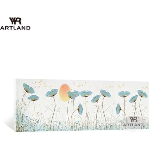 Hand drawn oil painting on canvas wall art picture blue flowers for home decoration sofa living room bedroom Cheaper Hot sale