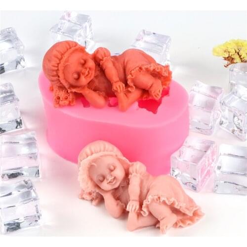 Girl Doll Baby Sleeping Shape Silicone Body Candle Mold Fairy Wear Skirt 3D Stereo Handmade Art Gadgets Decorating Plaster