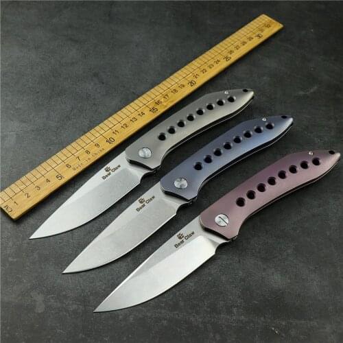 Bear claw outdoor survival folding knife s35vn blade titanium alloy handle sharp EDC hunting knife self-defense pocket knife