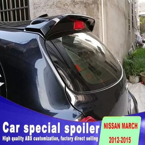 2012 2013 2014 2015 Car Rear Wing unpaint Color Rear window wing Spoiler For Nissan March Spoiler by primer paint march spoilers