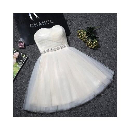 Sweet Memory 2021 Pink Champange White Tulle Evening Dresses Sweetheart Party Prom Reflective Short Dress Plus Size Wedding Gown