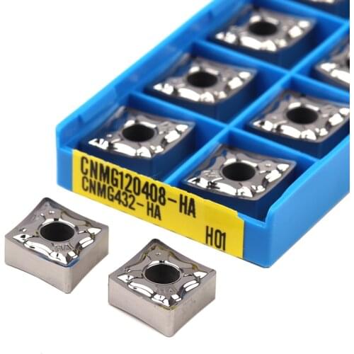 10Pcs CNMG120402 CNMG120404 CNMG120408 HA H01 CNC Lathe Turning Tool Machining Carbide Cutting Insert Rhombus Double Sided Blade
