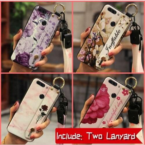 Wrist Strap Phone Holder Phone Case For Huawei Honor V9/Honor 8 Pro Flower Kickstand Waterproof