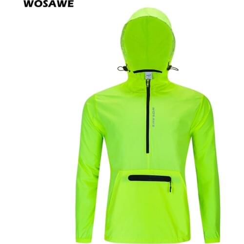 WOSAWE Thin Hooded Caps Bike Jackets Men Windproof Reflective Water Rain Repellent Running Windbreaker Coats Cycling Jacket