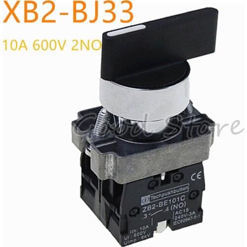 XB2-BJ33 ON-OFF-ON 3-Position 2NO 10A 600V Latching Rotary Selector Switch