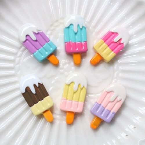 10Pcs/lot Simulation Ice Cream Resin Cabochon Kawaii Fake Food Flatback Cabochons Scrapbooking Accessories DIY Decoration Craft