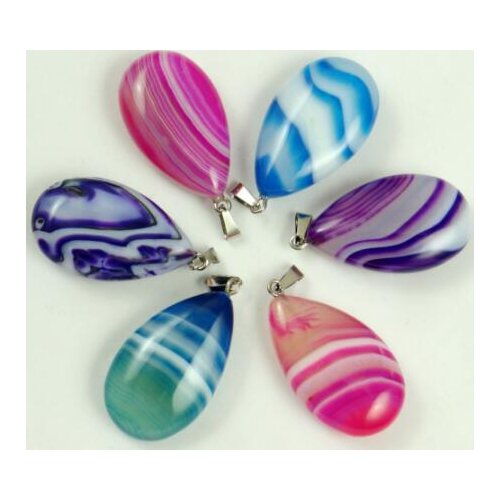 Natural stone Striped Agates lapis Turquoises Quartz crystal Water droplets charm pendant for diy Jewelry making necklace 10pcs