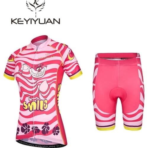 2018 keyiyuan Cartoon Alice Cat Summer Women Short Sleeve Cycling Jerseys Quick-Dry Bicycle Sportwear Ciclismo Short Jerseys