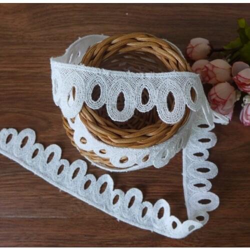 5 Yards/lot Free Shipping 2.5cm Width White Lace Ribbon Eyelet Lace Fabric Trim Sewing Lace Accessories DIY Craft