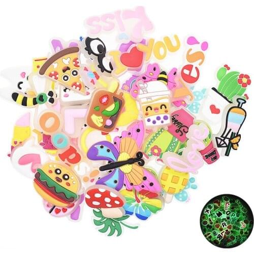 50pcs Glow Up Shoe Charms Soft PVC Random Multiple Designs Shoe Button Decorations Croc Charm for Kids Party Birthday Gifts