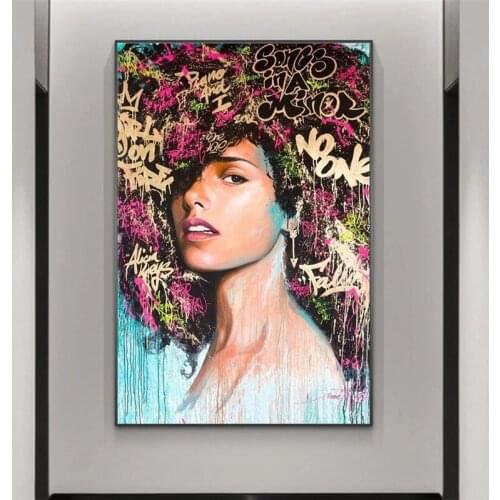 Abstract African Woman Art Canvas Paintings On the Wall Art Posters And Prints Graffiti Art Canvas Pictures For Living Room