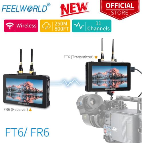 FEELWORLD FT6 FR6 5.5 Inch Wireless Video Transmission System with Transmitter Receiver DSLR Camera Field Direct AC DP Monitor