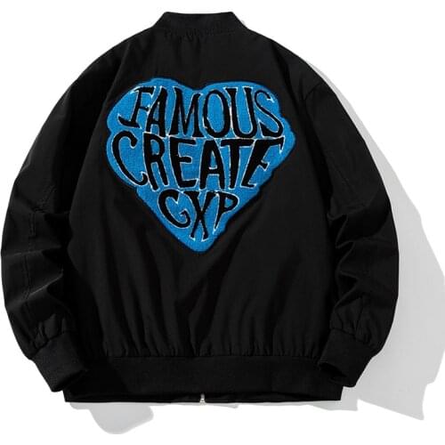 Embroidery Baseball Jacket Men Women Retro Letter Streetwear Jacket Harajuku Korean Casual Coat Male Heart Shaped Couple Clothes