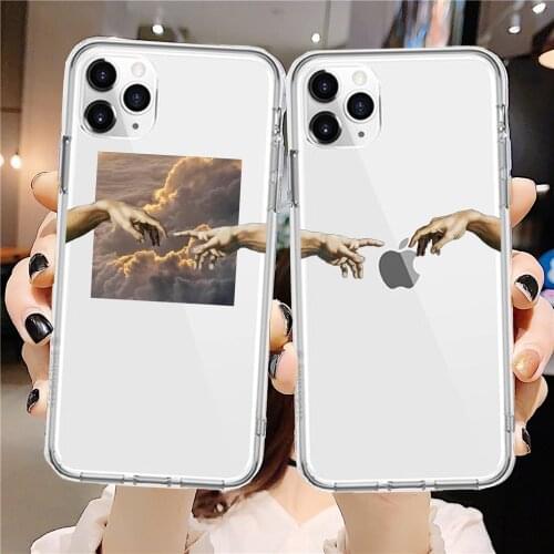 Mona Lisa Art David lines Painted Pattern Case For iPhone 12 11 Pro XS MAX XR 6 6s 7 8 Plus SE Transparent TPU Phone Cover Coque