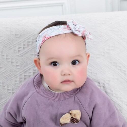 Bow Baby Headbands Kids Girl Boys Bow Hairband Print Floral Elastic Hair Bands Parent-Child Hair Accessories