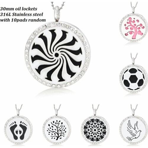 Diffuser Locket 30mm Magnetic Stainless Steel Pendant Essential Oil Perfume Aroma Free 10pads Fit Necklace Pet Key Chain Gift