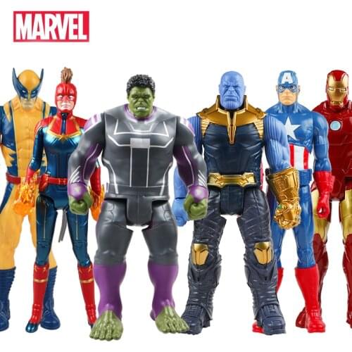 30cm Marvel Avengers Endgame Thanos Spiderman Hulk Buster Iron Man Captain America Thor Wolverine Action Figure Toy For Boy Gift