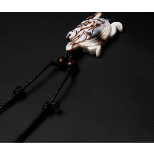 Hot Selling Imitation Yak Bone Carving Lucky Surfing Turtles Pendant Adjustable Wax Cord Necklace Amulet Gift Hen97