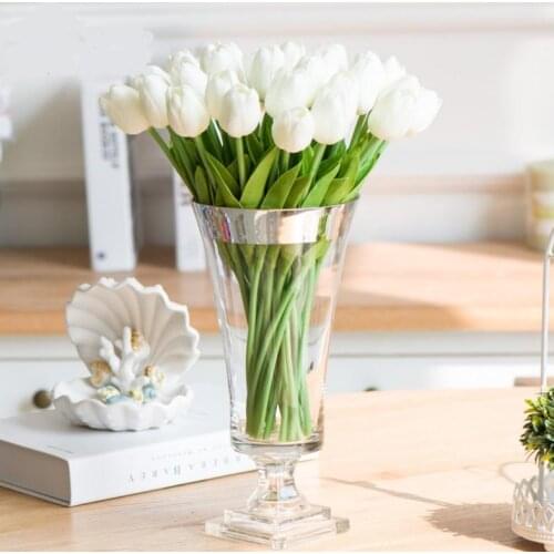 3 colors Umiwe 50pcs PU Fake Artificial Silk Tulips Flores Artificiales Bouquets Party Artificial Flowers For Home Wedding Deco