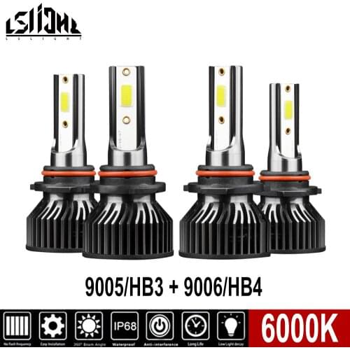 4x LED Car Headlight Bulbs Conversion Kit 9005/HB3 9006/HB4 High Low Beam 6000K White For Toyota 4Runner 2003 2004 2005