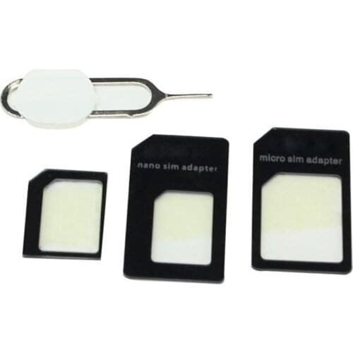 Convert Nano SIM Card to Micro Standard Adapter Nano SIM Card Adapter 4 In 1 Micro Sim Adapter With Eject Pin Key Universal