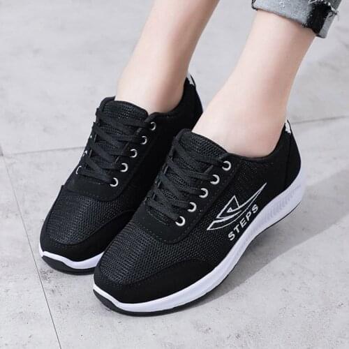 2020 New Womens Casual Shoes Air Mesh Sneakers Lace Up Sport Running Shoes Platform outdoor jogging Sneaker Ladies Shoes 8444G