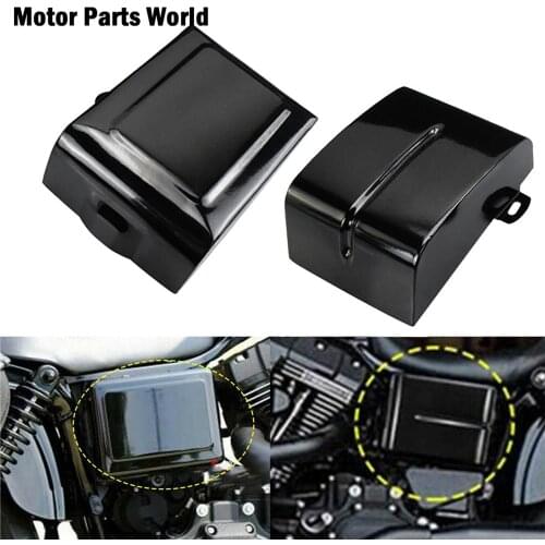 Motorcycle Battery Cover Guard Left Right Side Gloss Black For Harley Dyna Street Bob 2006-2014 Fat Bob Super Glide 2006-2017