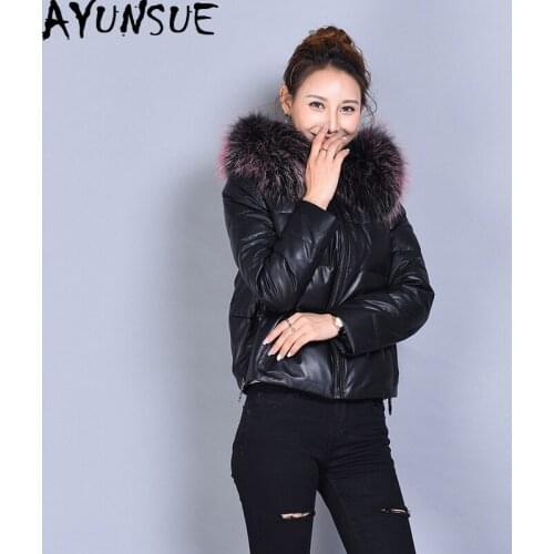 AYUNSUE 100% Sheepskin Coat Female Genuine Leather Jacket Winter Jacket Fox Fur Collar Korean Down Jackets Chaqueta Mujer MY4052