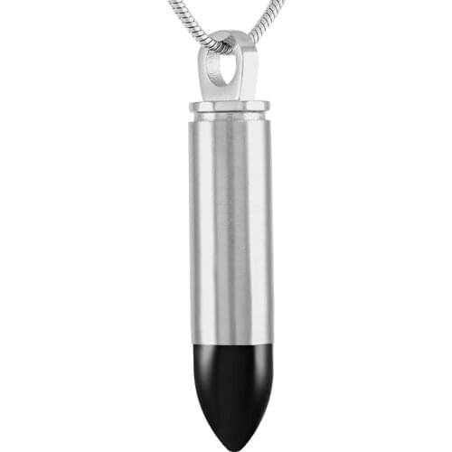 MJD2063 High Grade Black-Plated Bullet Shape Stainless Steel Cremation Pendant Jewelry Urns Necklace for Man
