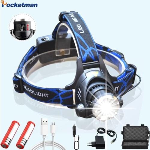 Upgrade V6 lamp beads LED Headlamps 12000lumens T6 Zoomable Headlight Head Torch Flashlight Head lamp 18650 battery for Fishing