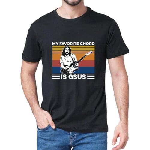 My Favorite Chord is GSUS Jesus Gitarre spielen Vintage guitar Mens slim short sleeve sweatshirt cotton T-shirt Unisex Top tee