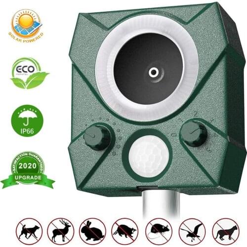 New IP66 Waterproof Solar Ultrasonic Pest Animal Repeller Bird Possum Repellent Motion PIR Sensor For Snakes Raccoons