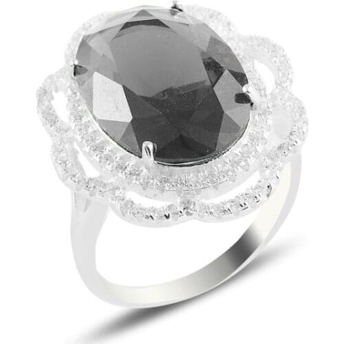 Silver 925 Sterling Gray Zircon Engagement Ring