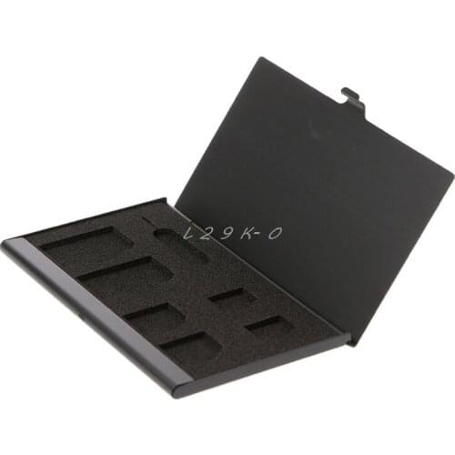 Monolayer Aluminum Alloy 1 Card Pin + 6 SIM Card Holder Protector Storage Box Case Black