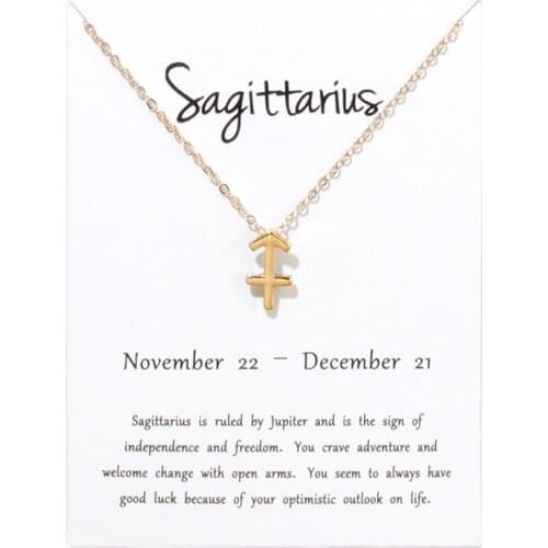 Sagittarius Constellations Necklace Pendant Aries Virgo Libra Scorpio Capricorn Birthday Gift White Card Clavicle Necklaces