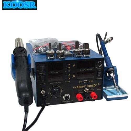 SAIKE 909D++ 3in1 Soldering iron + Heat Gun + Power Supply Welding Repair Solder Station With Free Gifts 110V or 220V